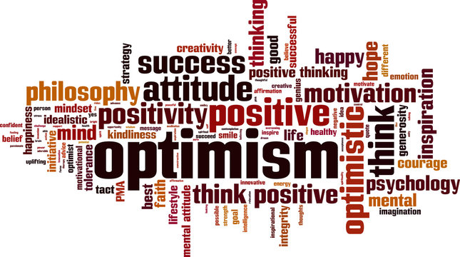 Optimism word cloud concept. Vector illustration
