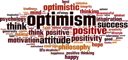 Optimism word cloud concept. Vector illustration