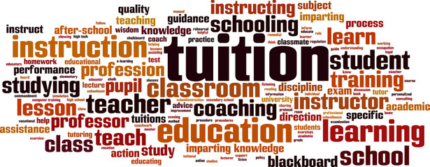 Tuition word cloud concept. Vector illustration