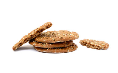Healthy cereal bread isolated on white background