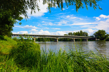 Obraz premium Steel bridge over the Labe river in Litomerice