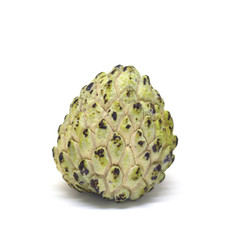 Sugar apple isolated on white background. Annona cherimoya photo in lightbox.