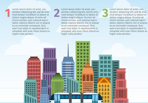 Cityscape and Elevated Train Illustration Infographic