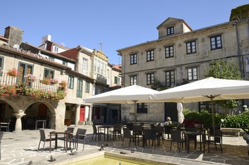 Picturesque plaza in Pontevedra, Spain