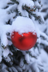 Christmas snow ornament outdoors