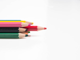 color pencils isolated on white background.