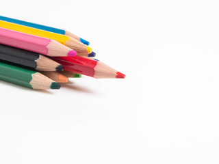 color pencils isolated on white background.