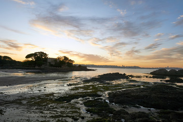 Landscapes or places or famous landmarks in Santa Cruz Galicia, Spain or flowers or backlights or sunsets or textures