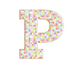 Illustration of pixel font letter english alphabet on a transparent wipe board.