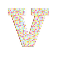 Illustration of pixel font letter english alphabet on a transparent wipe board.