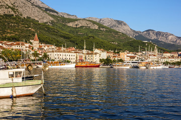 Fototapeta na wymiar Croatia, sea port if Makarska resort