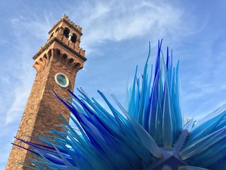 Clock tower against sky in Venice, Italy