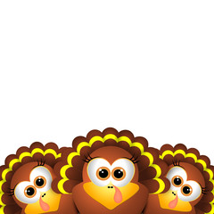 Card for Thanksgiving Day. Funny turkey on white background