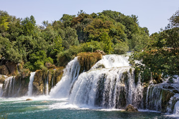 Waterfalls in Krka, Croatia park lake