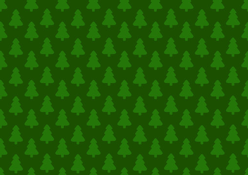 Pattern for wrapping paper. Christmas tree on a green background