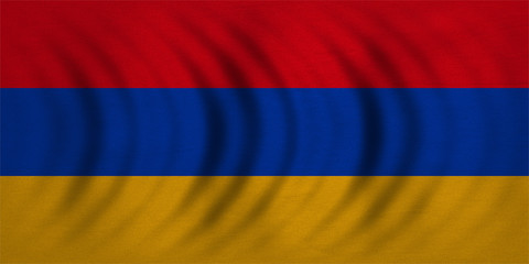 Flag of Armenia wavy, real detailed fabric texture