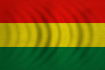 Flag of Bolivia wavy, real detailed fabric texture