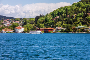Fototapeta na wymiar Houses, Bosporus Istanbul seafront panorama, Turkey.