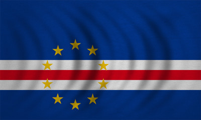 Flag of Cape Verde wavy, detailed fabric texture