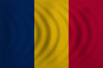 Flag of Chad wavy, real detailed fabric texture