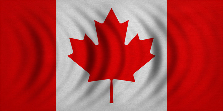Flag of Canada wavy, real detailed fabric texture
