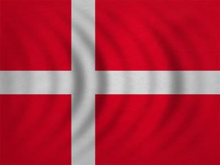 Fototapeta premium Flag of Denmark wavy, real detailed fabric texture