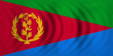 Flag of Eritrea wavy, real detailed fabric texture