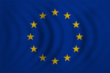 Flag of Europe wavy, real detailed fabric texture