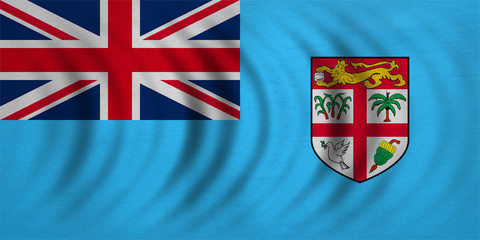 Flag of Fiji wavy, real detailed fabric texture