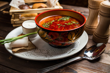 Beetroot soup with meat