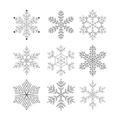 Various winter snowflakes vector set.
