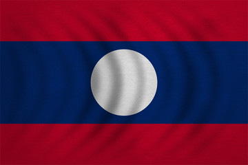 Flag of Laos wavy, real detailed fabric texture