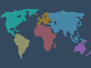Dotted world map, vector illustration