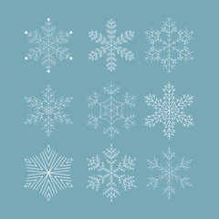 Fototapeta na wymiar Various winter snowflakes vector set.