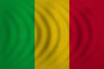 Flag of Mali wavy, real detailed fabric texture