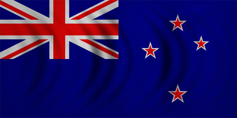 Flag of New Zealand wavy, detailed fabric texture