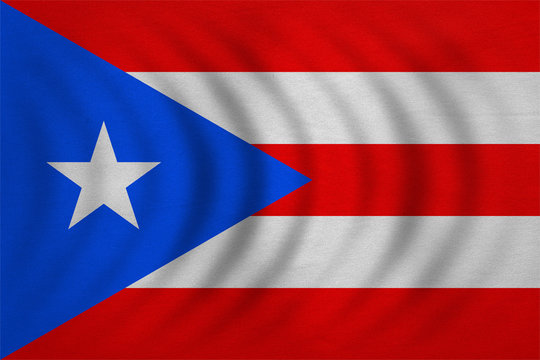 Flag of Puerto Rico wavy, detailed fabric texture