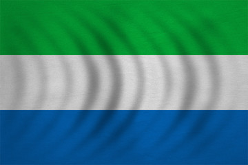 Flag of Sierra Leone wavy, detailed fabric texture