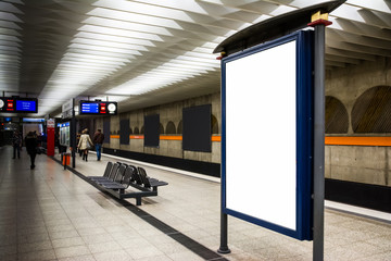 Blank Advertisement Template Subway Underground Bench Munich Cit