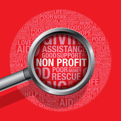 Non profit in charity word cloud help concept vector illustration
