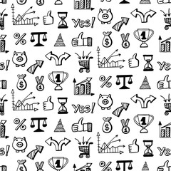 Seamless pattern with Social media business doodles