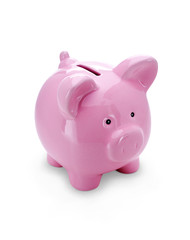 Pink Piggy Bank Isolated on a White Background
