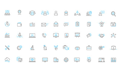 Business Services Software solutions Vector Line Icon Set
