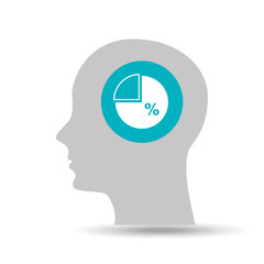 silhouette head statistics percentage icon graphic vector illustration eps 10