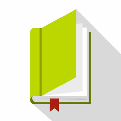 Book with bookmark icon. Flat illustration of book with bookmark vector icon for web