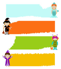 Fototapeta premium Set of banners with kids in fancy dresses