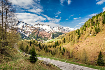 Fototapeta na wymiar Stunning view to mountains Dolomites and road, Italy