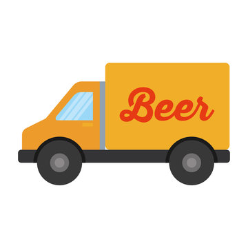 Truck Vehicle Delivery Beer Isolated Icon Vector Illustration Design