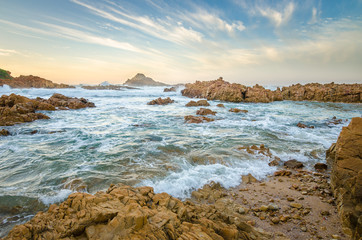 Knysna Heads coast, waves and rocks in the Indian Ocean, Garden Route, South Africa