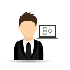 character man with laptop graphics design vector illustration eps 10